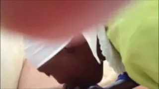 Ebony made sucks my white pecker