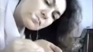 Wife gives oral pleasure stimulation and plays with cum in her face aperture in sexy home porn movie scene