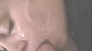 Close up blow and spunk flow