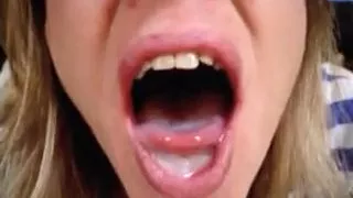 Mature woman sucks and eats cum