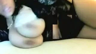 Busty gal teases on daybed