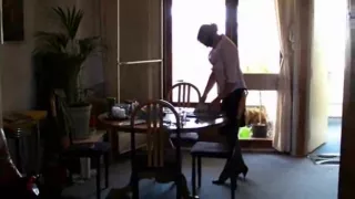 Hairy MILF in stockings shows pussy