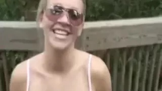 Woman with Fine Wazoo Sucks Jock in Public