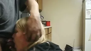 Golden-Haired Girlfriend Sucks In The Kitchen