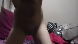 Blonde jerking off with a dildo