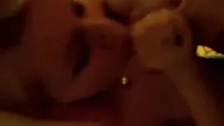 EMO girlfriend sucking weenie and acquires cum on her pleasing pantoons