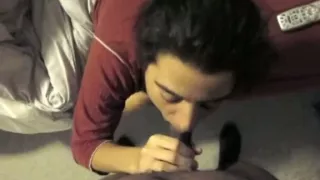 Busty mommy sucks her fresh lover's darksome strapon