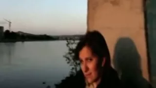 Russian bitch sucks underneath the bridge side to the river