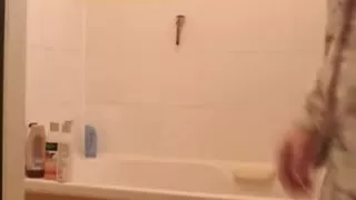 Teen masturbation in a bathroom