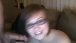 Very cute girl sucking on a long juicy shlong