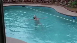 My wife drilled hard at the pool