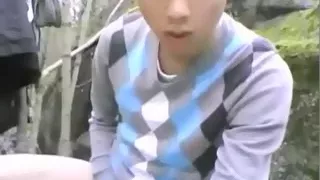 Asian gay masturbation outdoors