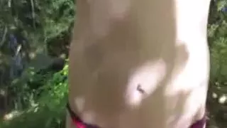 Sarah sucks my fat rod in the garden