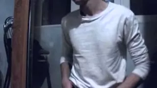 Hot gay boy stripping then jerks off