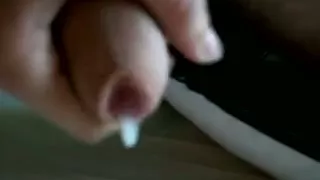 Gay boy jerks his big uncut cock