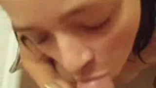 Wet bimbo eats cock down