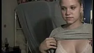 Blonde cutie chatting on webcam