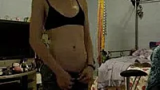 Bosomy lady shows striptease