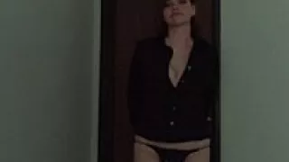 Chick undresses to panties and gives a blowjob