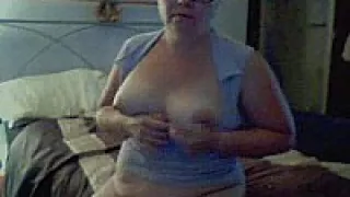 Mature fat blonde masturbating