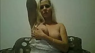 Blonde chick with a huge toy