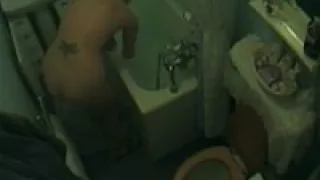 Curvy blonde wife bathing