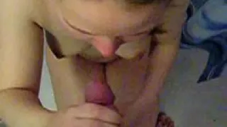 shy teen girlfriend  blows and takes facial