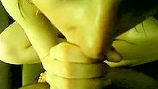 Blonde GF Sitting Blowjob On Bed