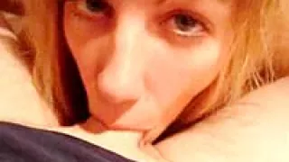 Hot blonde doing a deep throat oral here