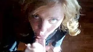 Amateur Blonde Sucks Up Cum