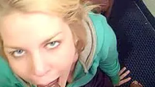 blonde blows black cock