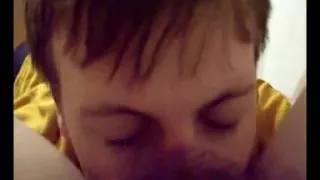 gf on bed with hairy pussy givin a blowjob 