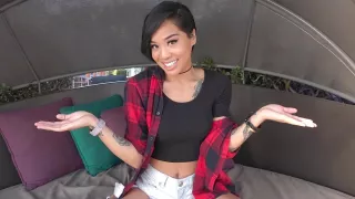 Horny ebony teen Honey Gold is the main attraction at the wax museum - BangRealTeens