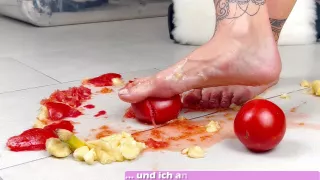German Food Feet Crunch Fetisch porn with sexy student teen