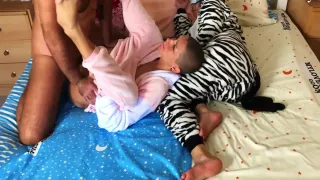 Stepfather Fucks Stepdaughter In Ass Next To Her Sister. Creampie Inside Pussy 7 Min