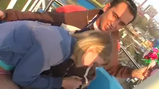 Cute Chick Rides Tool in Fun Park