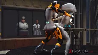 Shemale Sex Cyborg fickt hart einen Alien in der unterirdischen und geheimen US-Militärbasis
