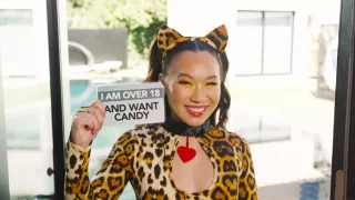 Petite small tits Asian teen gets big dick instead of candy