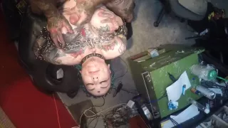 face tattoo titty face fuck metalheads biker tattoo shop blowjob 