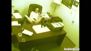 secretary fingering and masturbating pussy at office