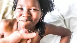 Petite African Teen Happy To Get Facial Cumshot From White Cock