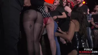 Latin teen in latex publicly pussy n throat fucked in group