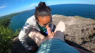 Cute Amateur Teen Does Risky Deepthroat On Park Trail Cliff Side By The Beach Pov 4k