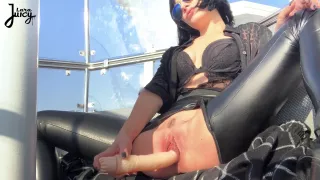 Public Squirt - Brunette Babe Rides Dildo In Ferris Wheel ^ Larajuicy