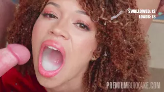 PremiumBukkake - Katrina swallows *** mouthful cumshots