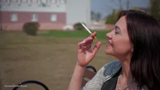 Mother Of 3 Sons Is Answering My Questions While Smoking 120mm Saratoga Cigarette