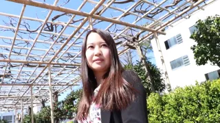 She has a lovely smile and drowns in pleasure with a bed