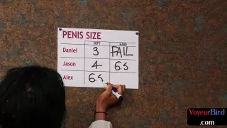 Busty british voyeur watching subs wank and marking them