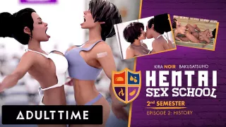 ADULT TIME - Busty Hentai Chick Fucks Her Lesbian Rival After Defeating Her - Hentai Sex School