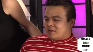 CFNM dominas wanking micro dick loser in this erotic group